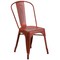 Merrick Lane Banks Indoor/Outdoor Stacking Metal Dining Chair with Single Slat Back and Distressed Powder Coated Finish